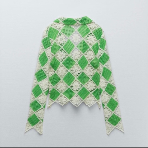 Zara green and off white crochet top - Picture 3 of 6